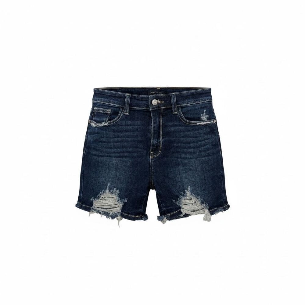 Judy Blue Denim Shorts Distressed Ripped Dark Wash Size Large